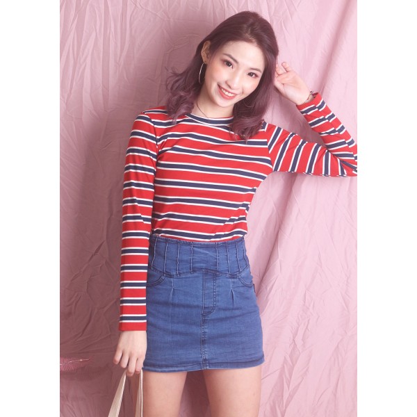 High Rise Denim Mini Skirt